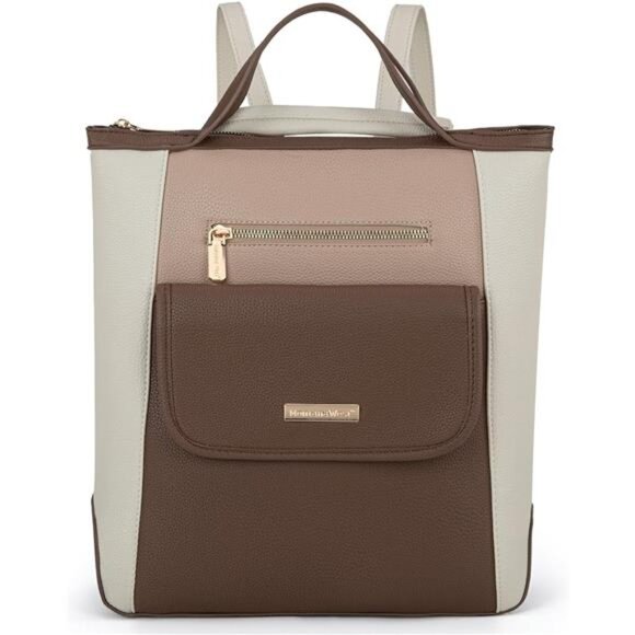 Handbags - Medium Backpack Purse for Women Beige Brown